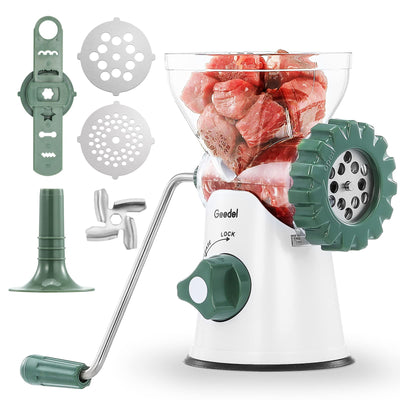 Geedel Fleischwolf Manuell, Fleischwolf Edelstahl für Hackfleisch, Gebäckpresse für Gebäck, Churros Maker, Meat Grinder, Manuelle Wurstfüllmaschine für Hackfleisch, Wurst, Spritzgebäck (Grün)