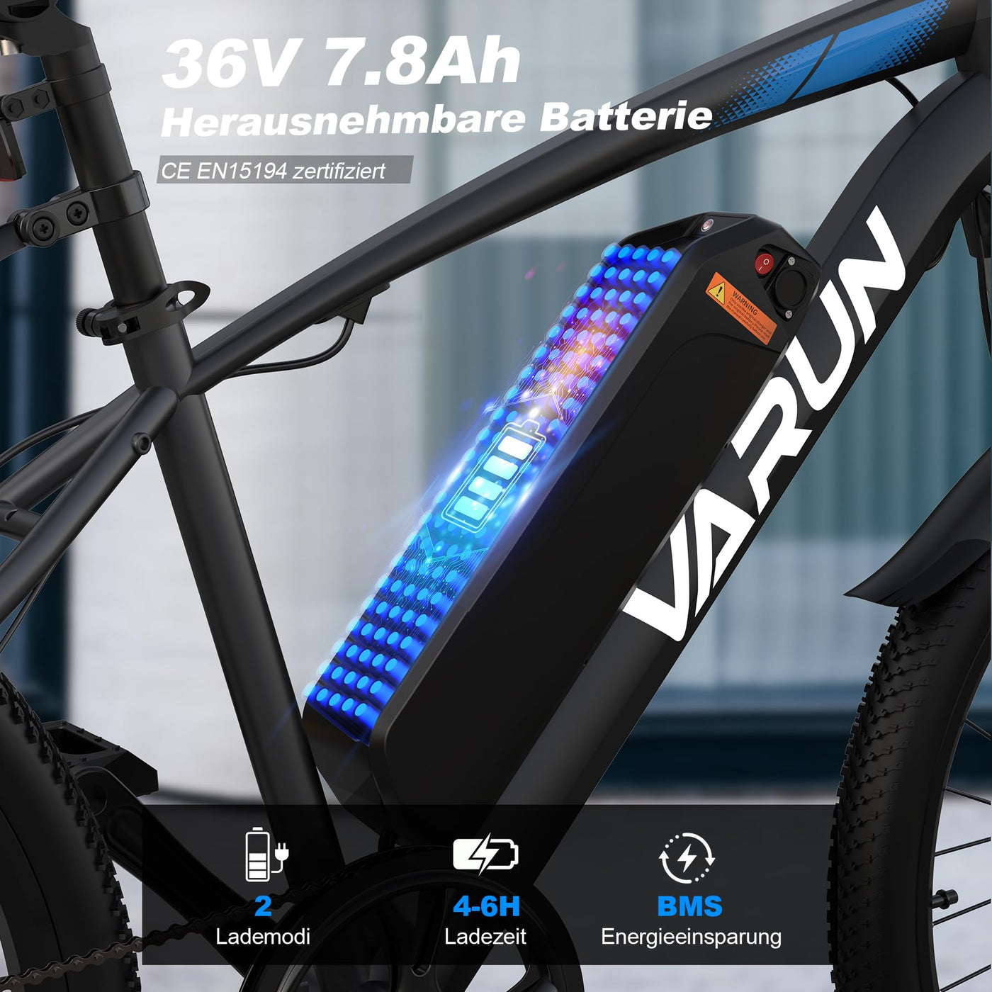 VARUN E Bike, 26"/24" E Bike Herren Damen mit 48V/36V Akku, 250W Motor, E-Mountainbike mit 21/1 Gang, 5 Modi, Aluminium Rahmen, Elektrofahrrad City Ebike mit EU-Konformes, Reichweite 50-80KM