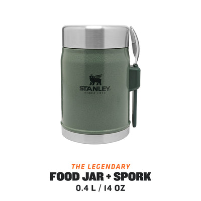 Stanley Classic Legendary Thermobehälter für Essen mit Göffel 400 ml - Hält 7 Stunden Heiß oder Kalt - Edelstahl Warmhaltebehälter Essen - BPA-Frei - Spülmaschinenfest - Hammertone Green
