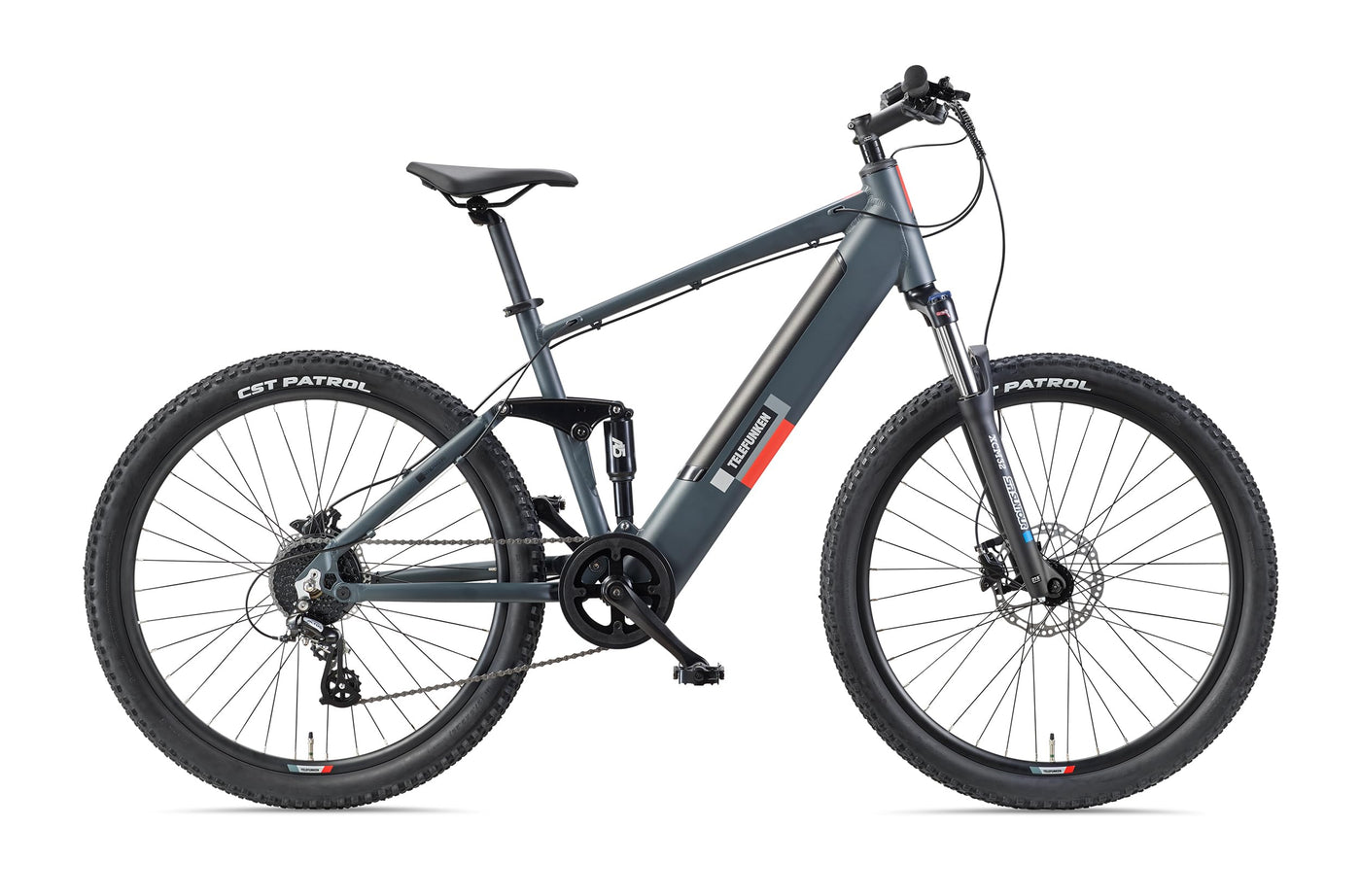 TELEFUNKEN E-Bike Mountainbike Elektrofahrrad Alu, 8 Gang Kettenschaltung - Pedelec MTB 27,5 Zoll, Hinterradmotor, 250W, Hydr. Scheibenbremsen, Grau, Aufsteiger M936