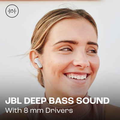 JBL Wave Beam – Kabellose In-Ear Ohrhörer mit IP54 und IPX2 Wasserdichtigkeit – Freisprechfunktion und 32 Stunden Akkulaufzeit – In Weiß