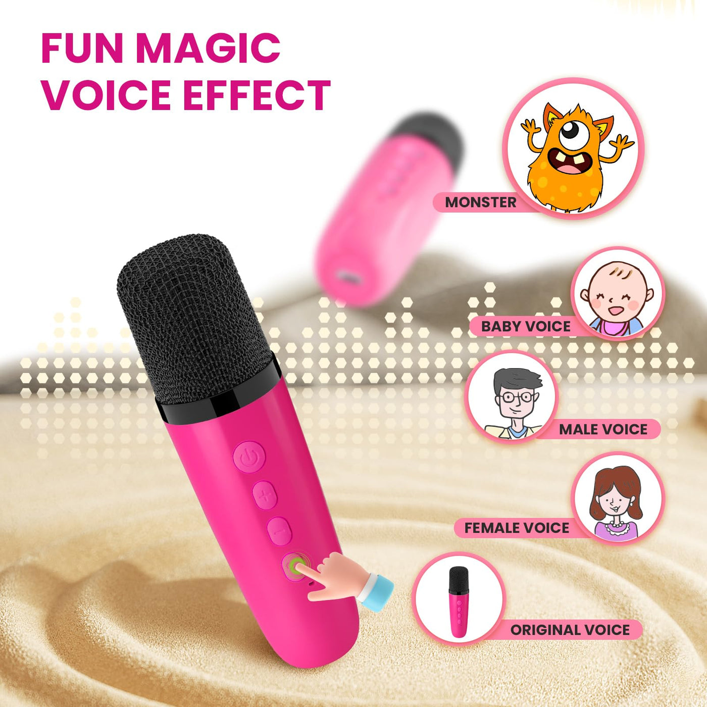 BONAOK Mikrofon Karaoke Maschine, Bluetooth Karaokemaschinen für Kinder Erwachsene, Tragbarer Karaoke-Player Mikrofon zum Aufladen, Kinder Elektronisches Spielzeug (Rosenrot)