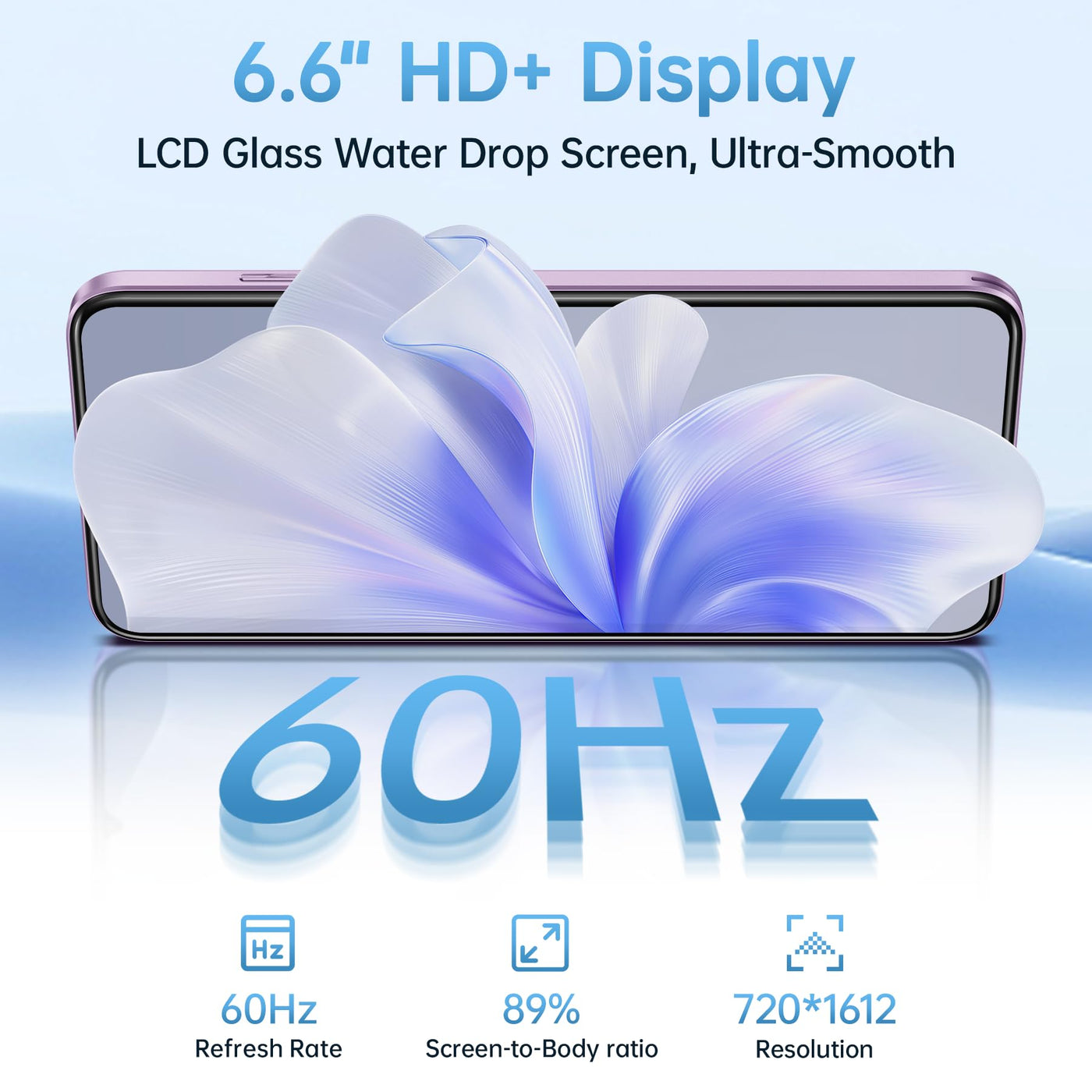 OUKITEL C53 Android 14 Smartphone Ohne Vertrag - 8GB +64GB/1TB Handy Ohne Vertrag, Octa Core 6,6" HD+ Smartphone, 13MP+5MP Kamera 4300mAh Handy, 4G Dual SIM Simlockfreie Handys, Gesicht, GPS, Violett
