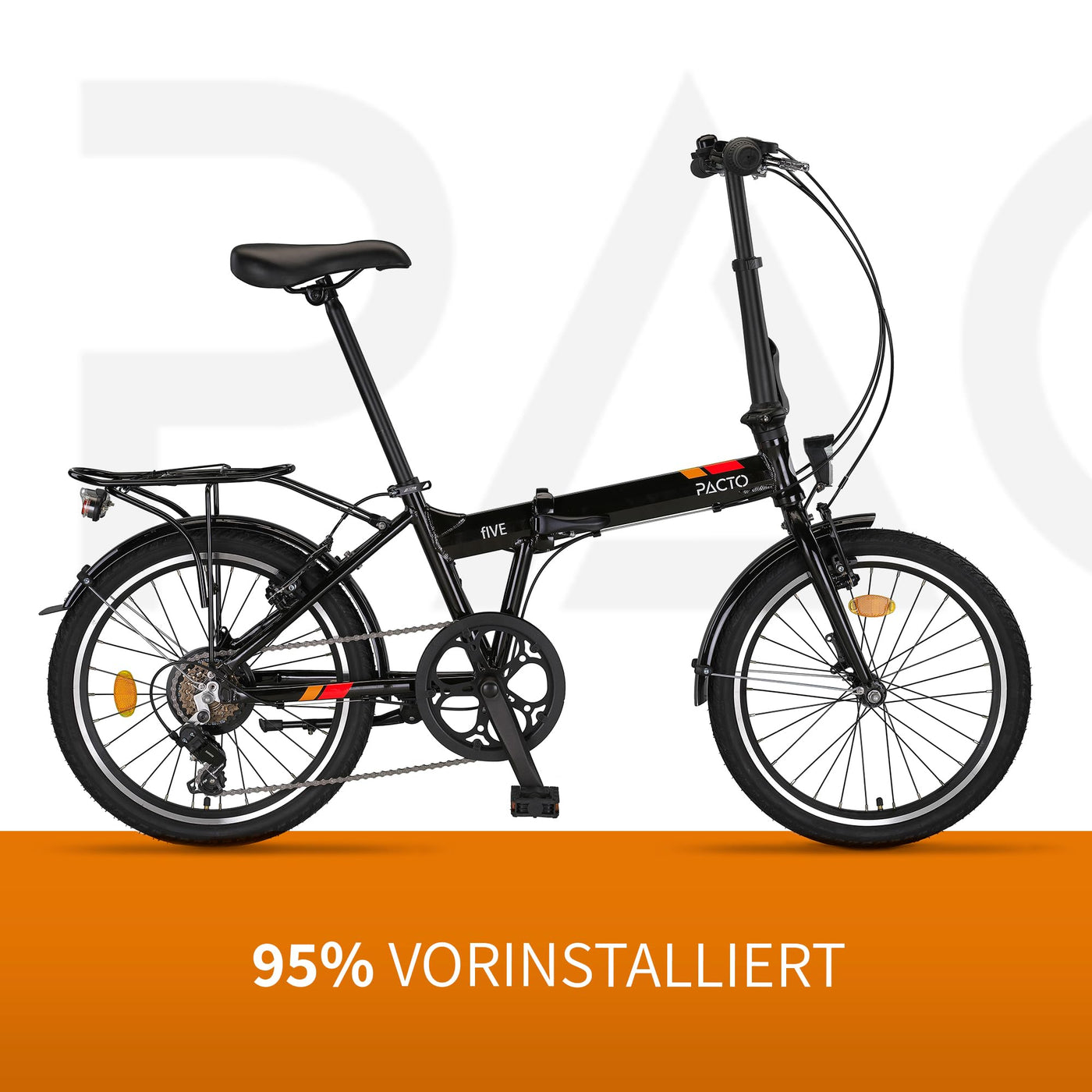 PACTO Five - Hollandrad Hochwertiges Klappfahrrad 27cm Aluminiumrahmen Bike 20 Zoll Aluminiumräder Bicycle, 6 Speed Shimano Gänge Faltrad Klapprad Fahrrad Klappfahrrad Für Erwachsene