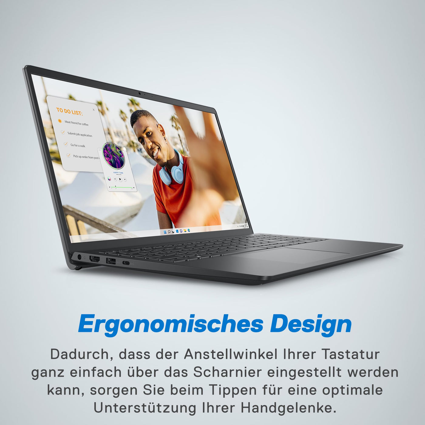 Dell Inspiron 15 3535 Laptop 15.6 Inch FHD 120Hz, AMD Ryzen 5 7520U, 8GB RAM LPDDR5, 512GB SSD, AMD Radeon Graphics, Intel Wi-Fi 6, Windows 11 Home, German QWERTY Black