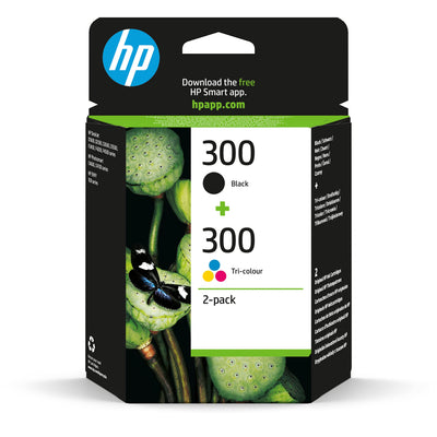 HP 300 original Tintenpatrone CN637EE schwarz und dreifarbig Standardkapazität 2 x 4ml schwarz: 200 Seiten Farbe: 165 Seiten 2er-Pack