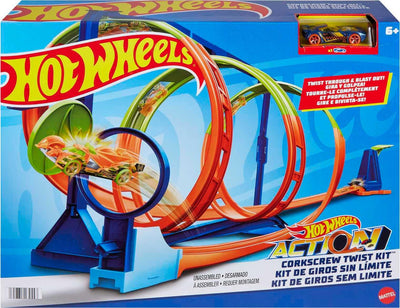 HOT WHEELS Looping-Twister Set - Trackset mit dreifachem Korkenzieher-Looping und Aufbewahrungsbox, inklusive 1 Spielzeugauto, für Kinder ab 6 Jahren, HMX41
