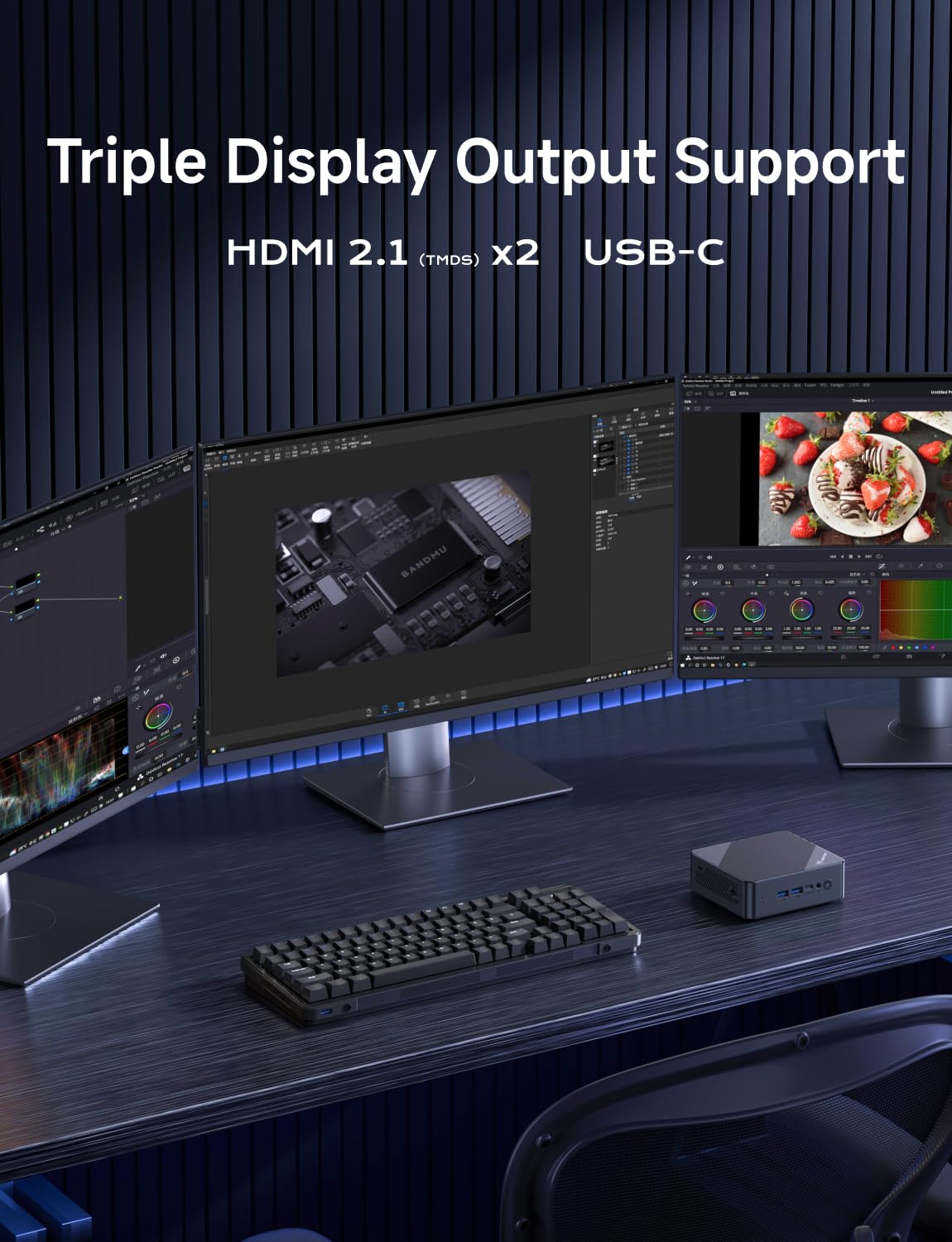 MINIS FORUM UN100P Mini-PC, Intel Alder Lake der 12. Generation – N100, 16 GB DDR4 RAM 512 GB PCIe SSD, 2 x HDMI 2.1 TMDS/USB-C, 4 x USB-Anschlüsse, WiFi 6, BT5.2, 2,5 G RJ45