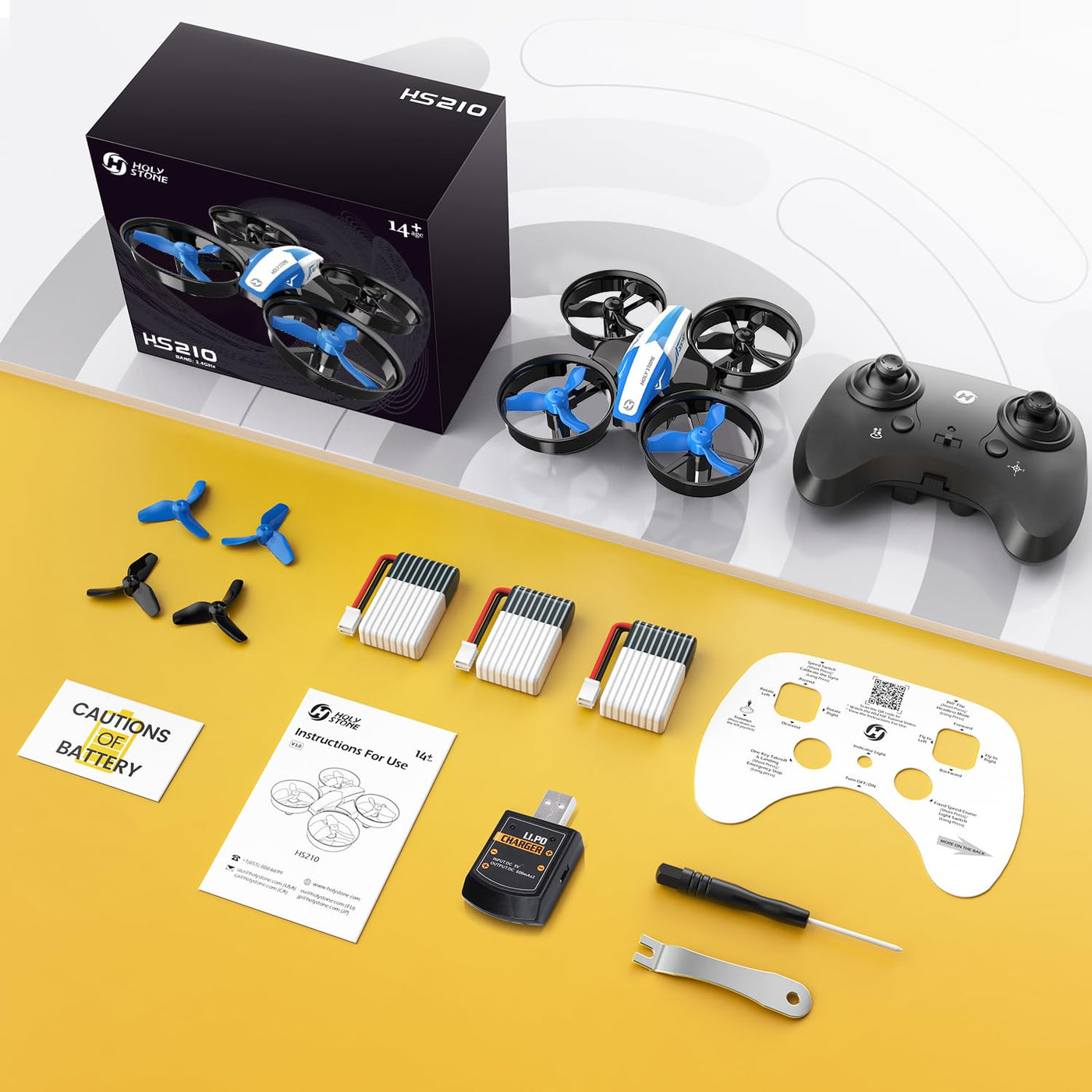 Holy Stone HS210 Mini Drohne für Kinder,RC Quadrocopter Nano Drone mit 3 Akkus 21 Min. Lange Flugzeit, Auto Höhenhaltung, 360° Rollen, Kopfloss Modus, One Key Start Indoor Geschenk Anfänger,Blau,C0