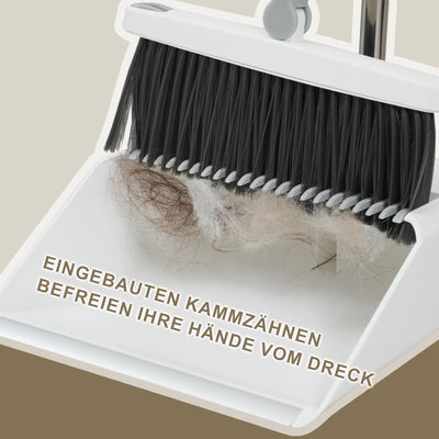 Mitclear Besen und Kehrschaufelset Set mit Langem Griff, 180° drehbare Kehrbesen Kehrmaschine und Haushalt Kehrschaufel Combo mit Aluminiumlegierung-lippe für die Reinigung von Haus, Büro, Lobby