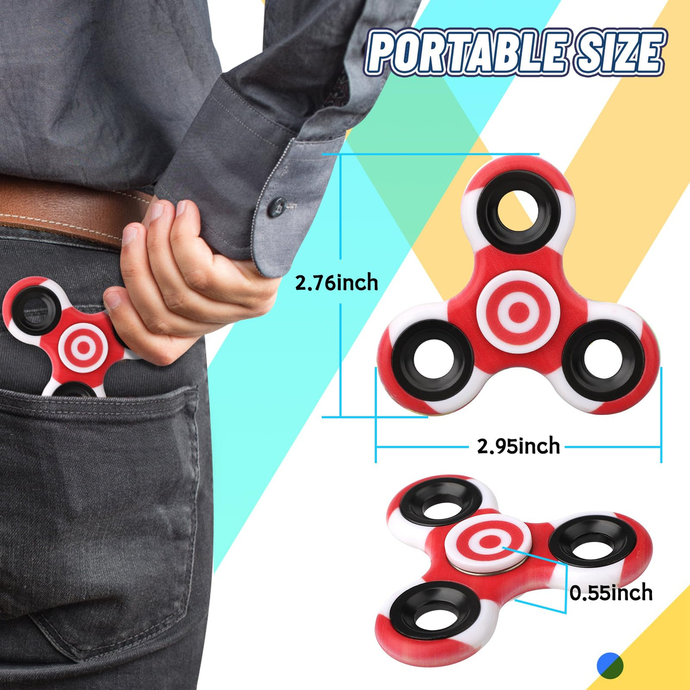 12 Pack Fidget Spinner Bulk für Kind Erwachsene Weihnachtsstrumpf Füller Geschenk, Metall Tri-Spinner Fidget Spielzeug Durable Hand Spinner für Stress Relief, Party Favors Supplies Goodie Bag Stuffers