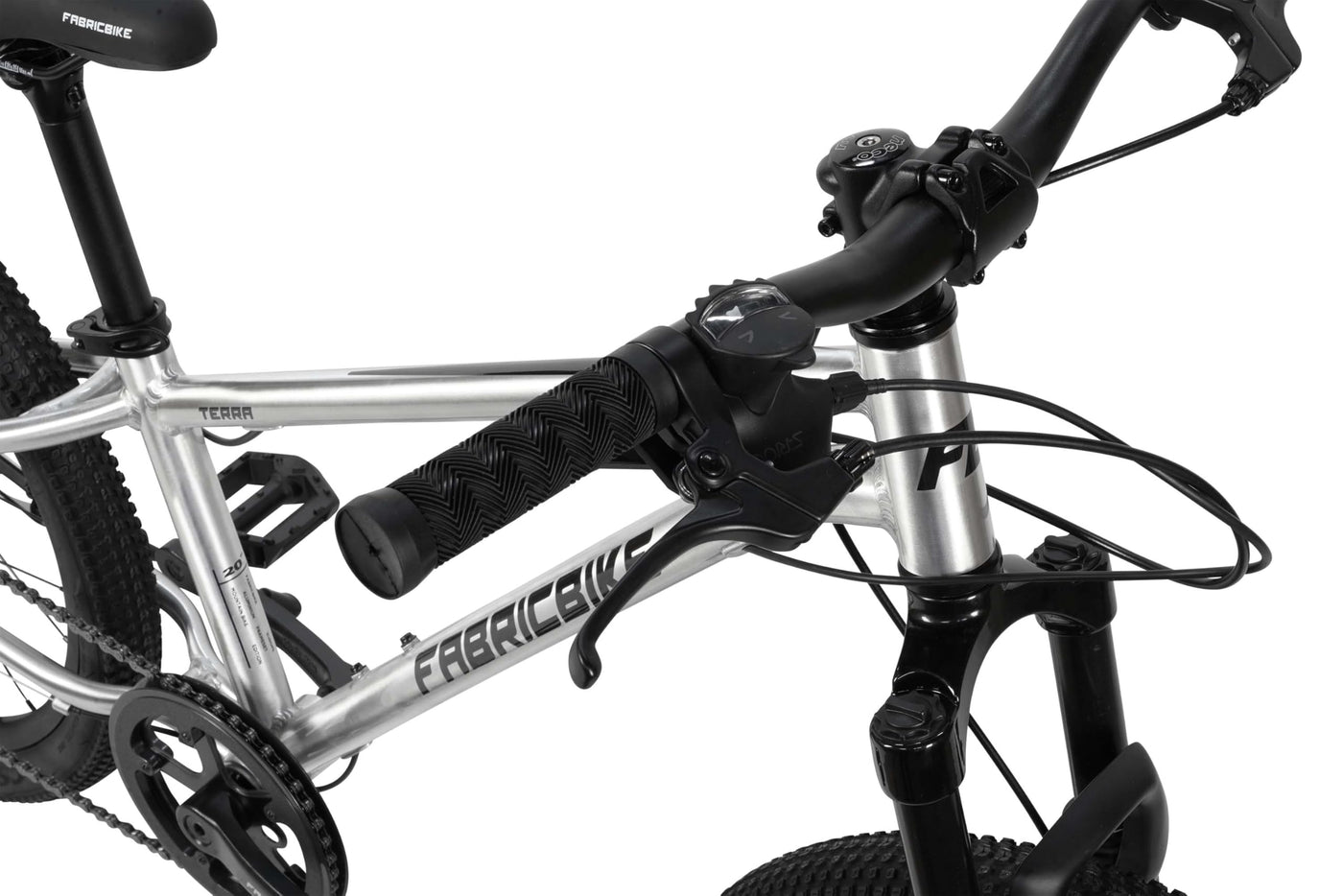 FabricBike Terra - Alu Mountainbike Jugendfahrrad 24 Zoll ab 8, 9, 10 und 11 Jahre, 7-Gang-Schaltung, Scheibenbremse, Federgabel, Kinder Fahrrad (Polished)