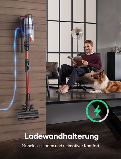 Ultenic U16 Flex Akku Staubsauger Kabellos 550W/45 Kpa, 60 Min Laufzeit Akkustaubsauger mit Touchscreen und Faltrohr, Wandmontierte Ladestation Grün Licht, Anti Tangle für Hartböden Teppich Tierhaare