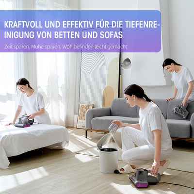 JPHYLL Milbensauger für Matratzen 16Kpa Matratzensauger mit 253,7nm UV-C-Licht Bett-Staubsauger HEPA Filter Ultraschall Heißer Wind Funktion Matratzenreiniger Milbenstaubsauger für Bett, Sofa 500W