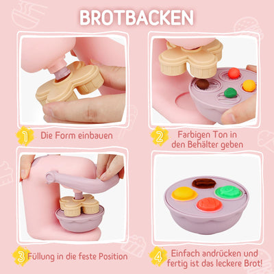 JONRRYIN Knete Set für Kinder, 65 Stück Knete Zubehör Knetwerkzeug mit 12 Modelliermasse, Kreatives Kinderknete Dough Nudelmaschine Spielset Geschenk für Mädchen & Junge (Rosa)