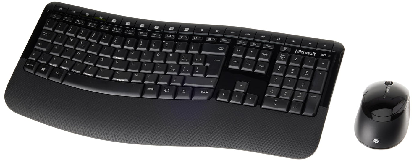 Microsoft Wireless Comfort Desktop 5050 RF Wireless QWERTY Schwarz - Tastaturen (Standard, Kabellos, RF Wireless, QWERTY, Schwarz, Maus enthalten)