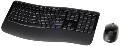 Microsoft Wireless Comfort Desktop 5050 RF Wireless QWERTY Schwarz - Tastaturen (Standard, Kabellos, RF Wireless, QWERTY, Schwarz, Maus enthalten)