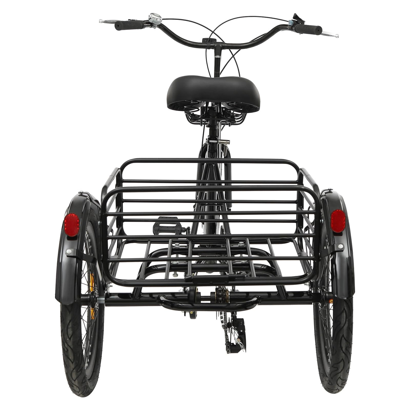 SHZICMY 20 Zoll Dreirad für Erwachsene,3-Rad-Cruiser-Faltbares Fahrrad 7-Gang Lastenfahrrad mit Korb Vorne/Hinten,Scheibenbremse, für Erwachsene mit Körpergröße von 1.55 bis 1.75M (Schwarz)