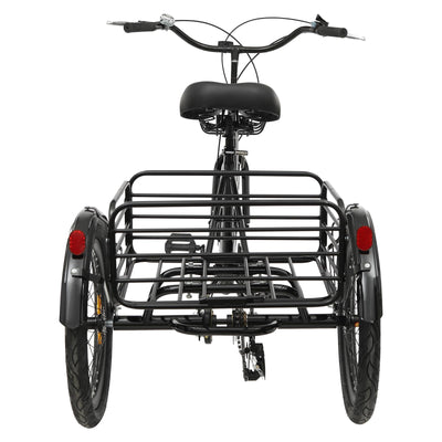 SHZICMY 20 Zoll Dreirad für Erwachsene,3-Rad-Cruiser-Faltbares Fahrrad 7-Gang Lastenfahrrad mit Korb Vorne/Hinten,Scheibenbremse, für Erwachsene mit Körpergröße von 1.55 bis 1.75M (Schwarz)