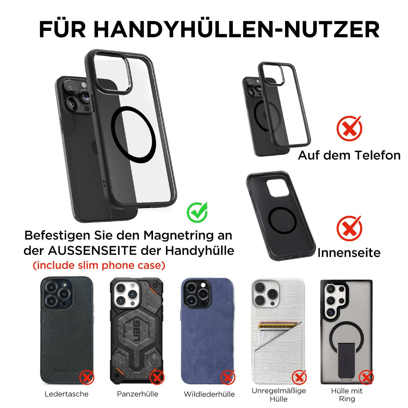 MSXTTLY Vakuum Magnetischer Handyhalterung Auto für Magsafe Autohalterung, 2025 Upgraded Vmag-S1 Handyhalterung Auto Magnet für Alle Handys, 360° Drehbar, Schwarz