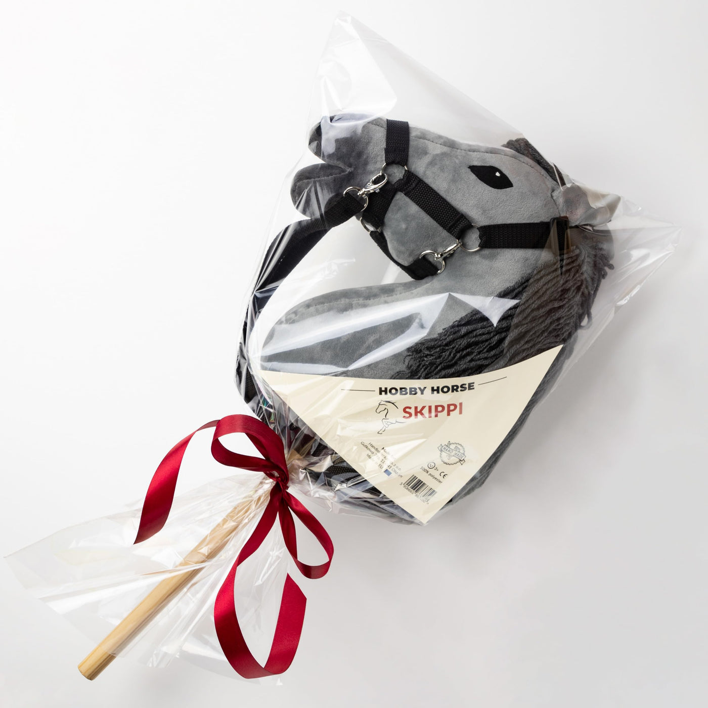 SKIPPI Hobby Horse Graues, Steckenpferd mit Halfter und Zügeln im Set, Hobby Horsing Pferd A3