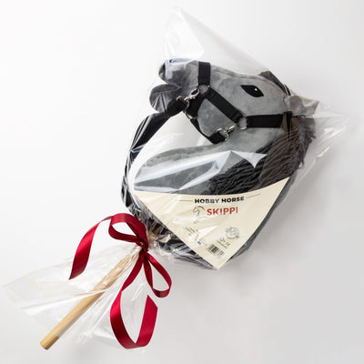 SKIPPI Hobby Horse Graues, Steckenpferd mit Halfter und Zügeln im Set, Hobby Horsing Pferd A3