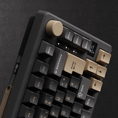 RK ROYAL KLUDGE M75 Gaming Tastatur kabellos 75% Prozent TKL Mechanische Tastatur RGB 2,4 GHz Wireless/Bluetooth/USB-C QWERTZ mit OLED-Smart-Display und Knopf Hot Swappable Braune Schalter, Grau