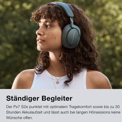 Bowers & Wilkins PX7 S2e Over-Ear-Kopfhörer mit Geräuschunterdrückung, kabellos, Qualcomm aptX™ Adaptive und Schnellladung, 30 Stunden Wiedergabe, sechs integriertes Mikrofon, Waldgrün