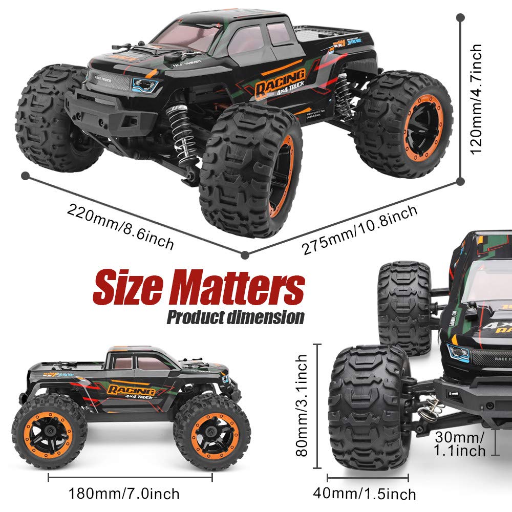 HAIBOXING Ferngesteuertes Auto 1:16 RC Monster Truck, Wasserdichter RTR All Terrain RC Auto 36 km/h, ferngesteuertes Spielzeug für Kinder und Erwachsene