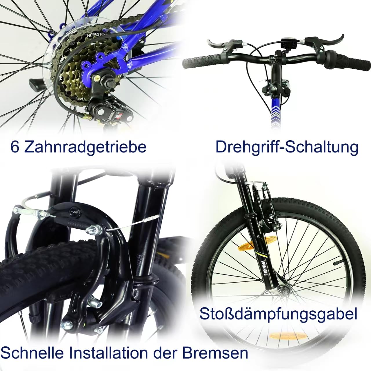 Sinaopus Vankel Kinderfahrrad 20 Zoll Kinderfahrrad Mountainbike Jungen Mädchen, 6 Gang, Kettenschaltung, 20 Zoll - 6-9 Jahre mit Hochwertige Scheibenbremsen(Rot) (Rot)