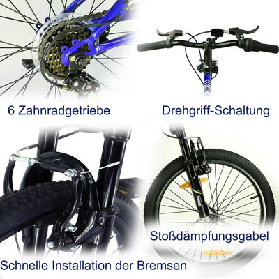 Sinaopus Vankel Kinderfahrrad 20 Zoll Kinderfahrrad Mountainbike Jungen Mädchen, 6 Gang, Kettenschaltung, 20 Zoll - 6-9 Jahre mit Hochwertige Scheibenbremsen(Rot) (Rot)
