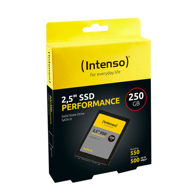Intenso Interne 2,5" SSD SATA III Performance, 250 GB, 550 MB/Sekunden, Festkörper-Laufwerk Schwarz
