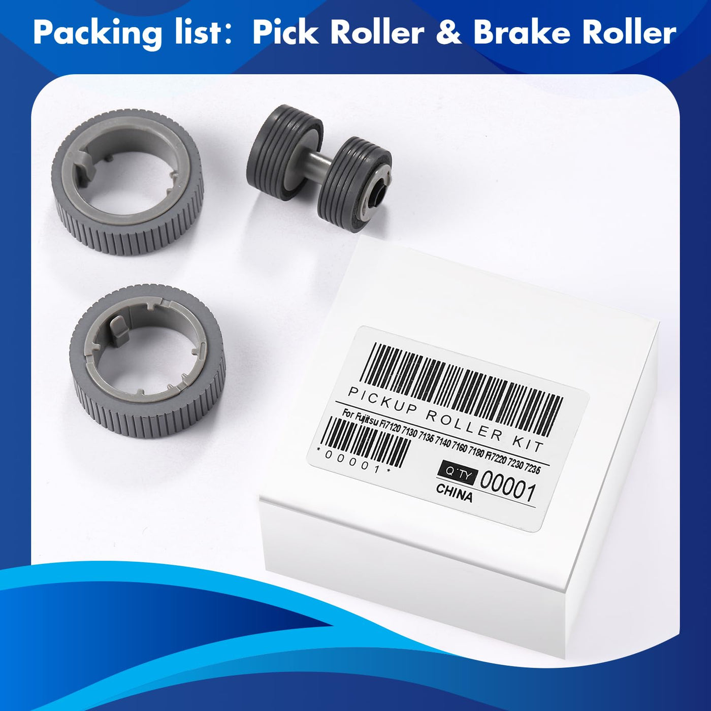 Threlaco Scanner Bremse und Pick Roller Set Scanner Papier Verbrauchsmaterial Kit Computer Scanner Zubehör Kompatibel mit Fi-7160 Fi-7260 Fi-7140 Fi-7240 Fi-7180 Fi-7280 Fi-7300nx Pa03670-0001