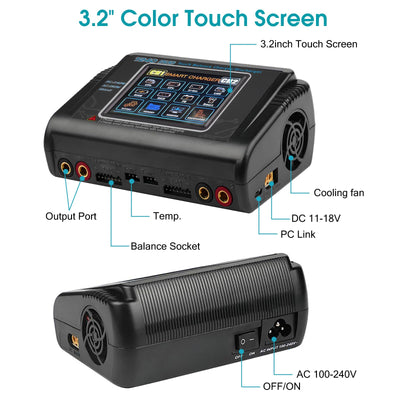 HTRC T240 Duo RC Balance Ladegerät/Entlader für Lilon LiPo Life LiHV NiCd NiMH PB Smart Batterie Dual-Multi-Ladegerät AC 150W / DC 240W 10A