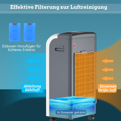 SOARS Klimaanlage mobil 5 in 1, Kühlung, Heizung, Luftreiniger, Luftbefeuchter & Ventilator, Klimagerät mit 3 Geschwindigkeiten, 8H Timer, LED Anzeige, Heizlüfter inkl. Fernbedienung & 7L Wassertank