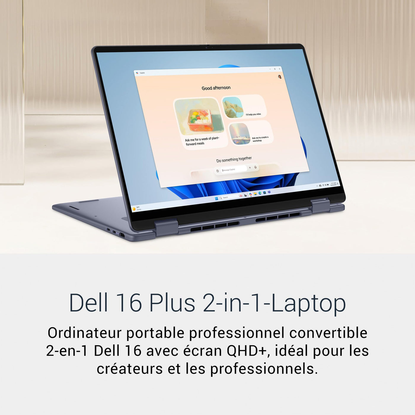 Dell 16 Plus 2-in-1 Laptop Copilot+ DB06250 – 16" 2.5K (2560 x 1600) Touch, HDR600, Intel Core Ultra 7 Series 2, 16GB LPDDR5X, 1TB SSD, Windows 11 Home, FHD-Kamera, QWERTZ-Tastatur, Indigo Blau