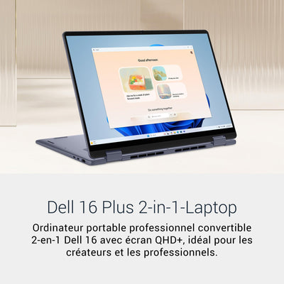 Dell 16 Plus 2-in-1 Laptop Copilot+ DB06250 – 16" 2.5K (2560 x 1600) Touch, HDR600, Intel Core Ultra 7 Series 2, 16GB LPDDR5X, 1TB SSD, Windows 11 Home, FHD-Kamera, QWERTZ-Tastatur, Indigo Blau