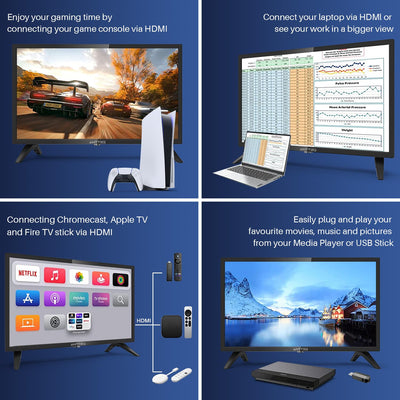 Antteq AB42D1 Fernseher 42 Zoll (TV 107 cm), Dolby Audio, LED, Triple Tuner DVB-C / T2 / S2, CI+, HDMI, Mediaplayer per USB, digitaler Audioausgang, incl. Hotelmodus