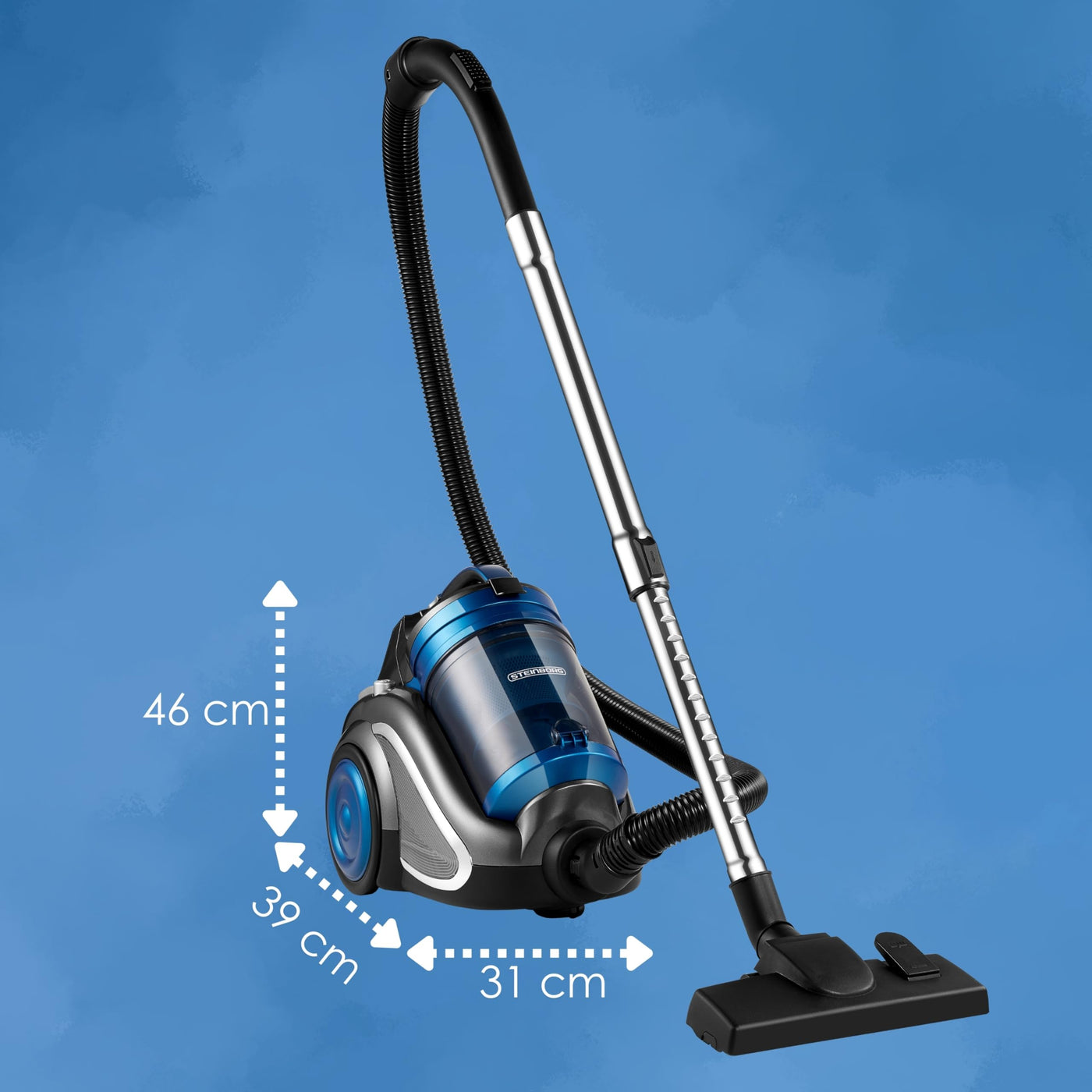 Staubsauger beutellos HEPA Filter 2in1 Bodenbürste Fugendüse Polsterdüse 7M 360° Schlauch Vacuum Cleaner Beutelloser Staubsauger Bodenstaubsauger Multi Zyklonen System Kleiner Staubsauger