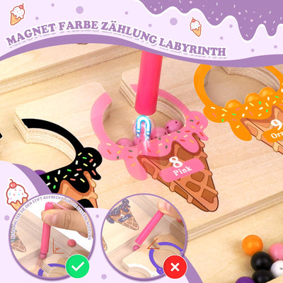 Montessori Spielzeug ab 3 4 Jahre Magnetspiel Labyrinth Geschenk für Mädchen Junge Kind 3 Jahre Spielzeug Mädchen Junge Kinder Holzspielzeug Zahlen und Farben Lernspiele Motorikspielzeug