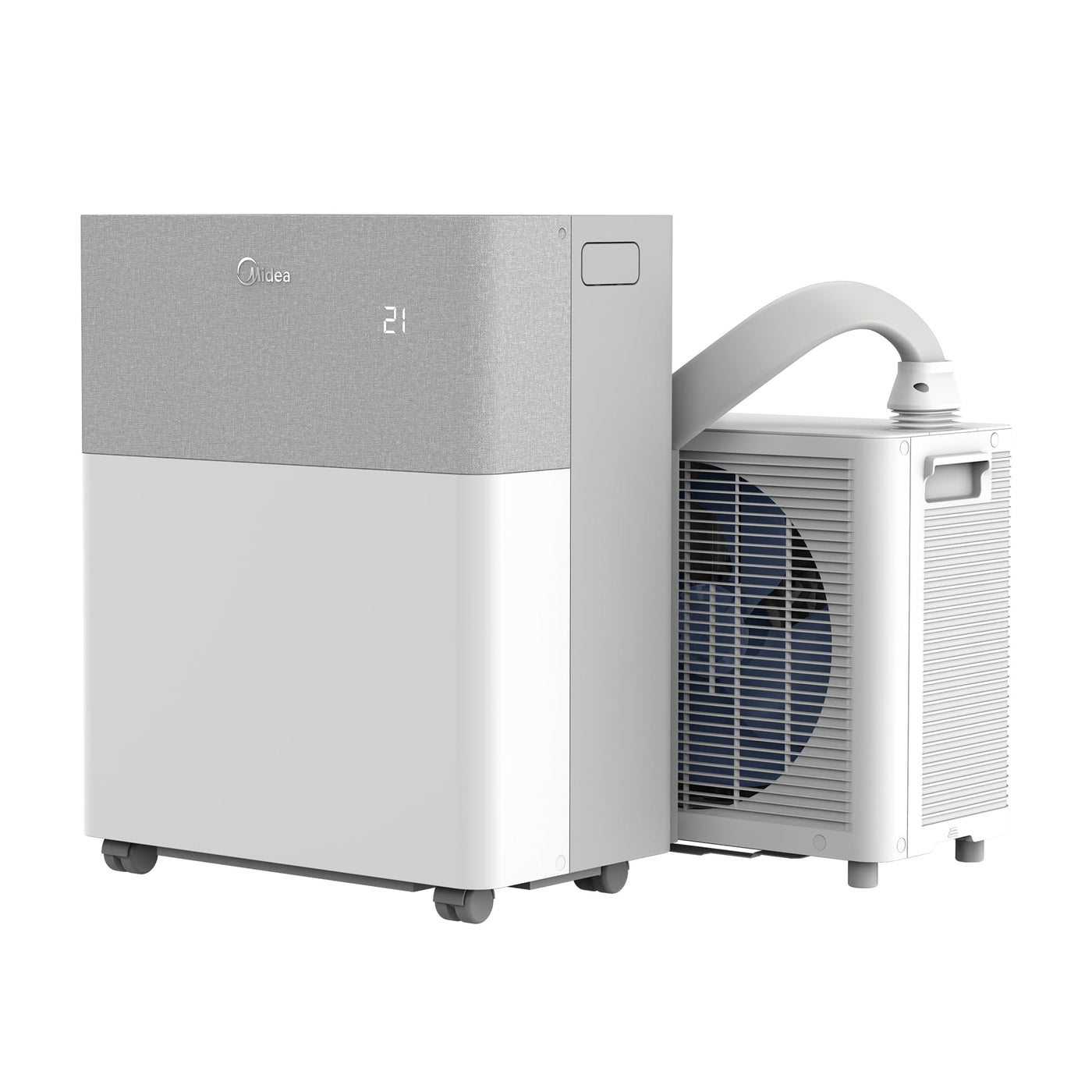 Midea Portasplit Klimaanlage, 4-in-1 Mobile Klimaanlage,Kühlen, Heizen, Entfeuchten, Ventilieren, Kühlen A++/Heizen A+, 12000 BTU 3, 5kW, für Räume bis zu 42 m² / 105 m³,nur 39 dB(A) im Silent-Modus