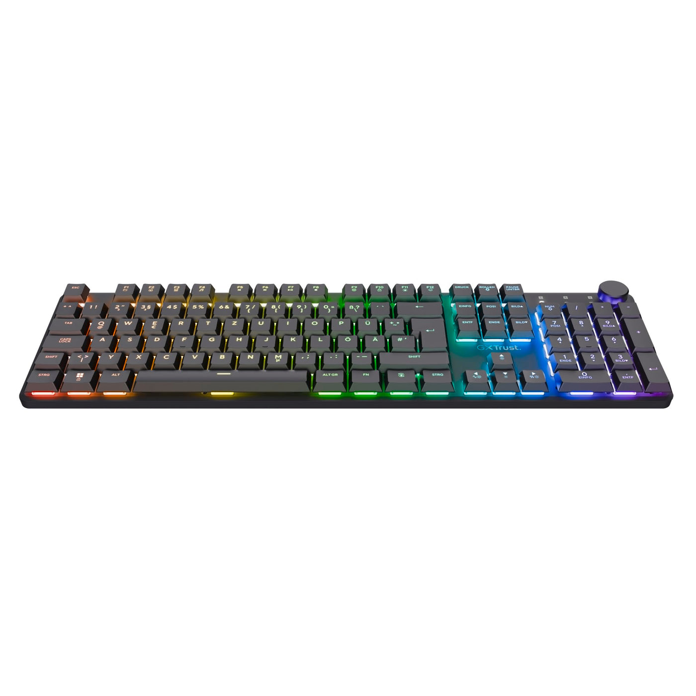 Trust GXT 868 Torix Mechanische Tastatur Kabellos Deutsches QWERTZ Layout, RGB Wiederaufladbare Gaming Tastatur 2.4 GHz 100H Akkulaufzeit, Huano-Switches Flache Tasten, Programmierbar, PC Laptop