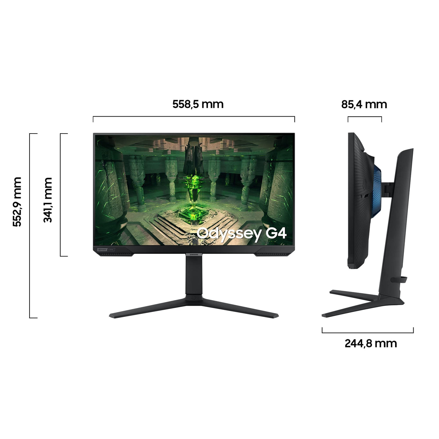 Samsung Odyssey G4B Gaming Monitor LS25BG400EU, 25 Zoll, IPS-Panel, Full HD-Auflösung, AMD FreeSync Premium, G-Sync kompatibel, 1 ms (G/G) Reaktionszeit, Bildwiederholrate 240 Hz, Schwarz