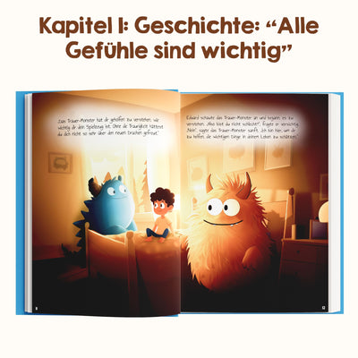 Edubini Gefühlstagebuch Kinder [6-12 Jahre] - Tagebuch Mädchen & Jungs - Gefühle Buch für Umgang mit Emotionen und ein gutes Gefühl, Dankbarkeitstagebuch für Kinder (inkl. 10 Spiele) (blau)