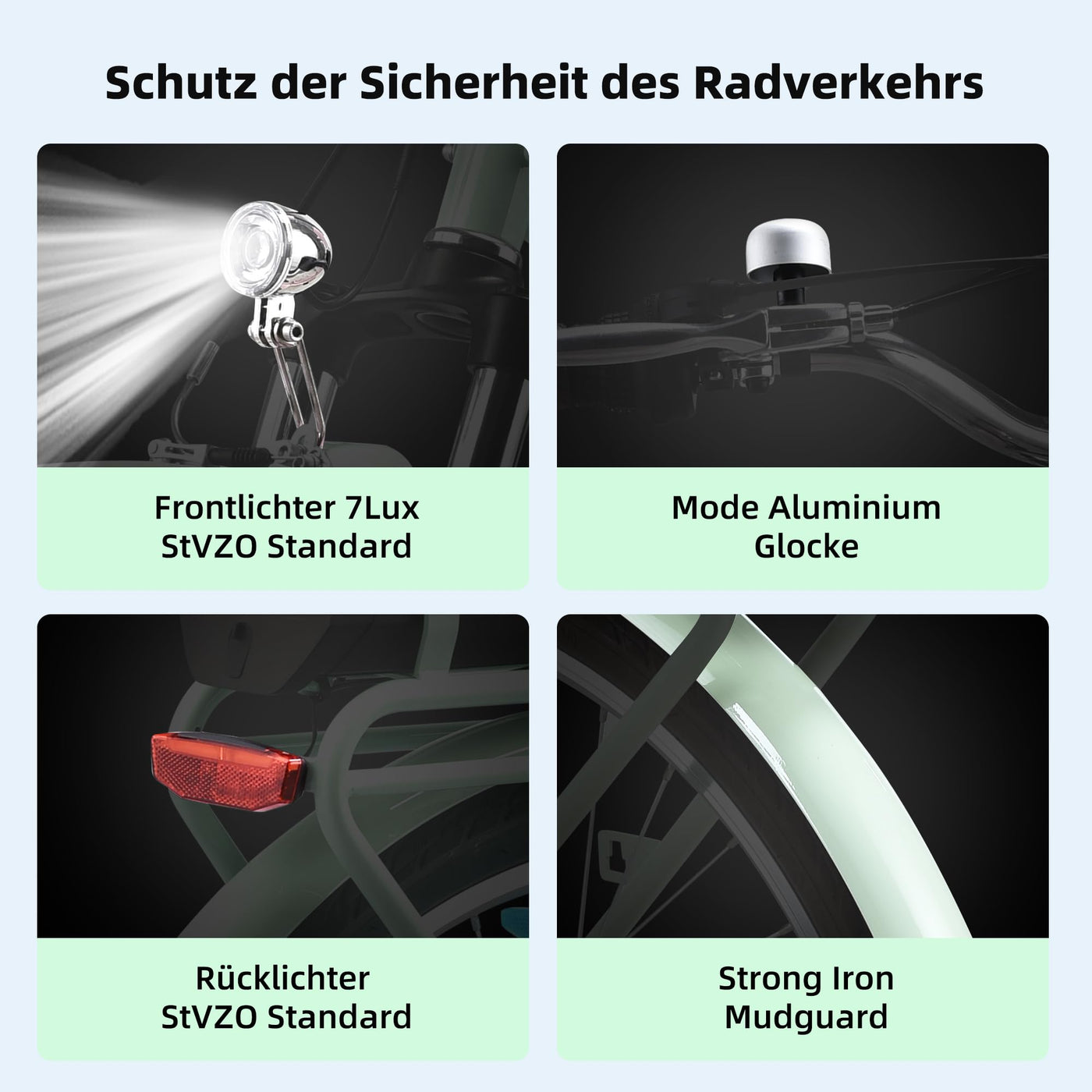 VecoCraft E-Bike City Elektrofahrrad für Herren und Damen 28 Zoll 7-Gang-Modus 3 Fahrmodi mit 10 Ah Akku 36V 250W Heckmotor RH 46 cm (Olivgrün)