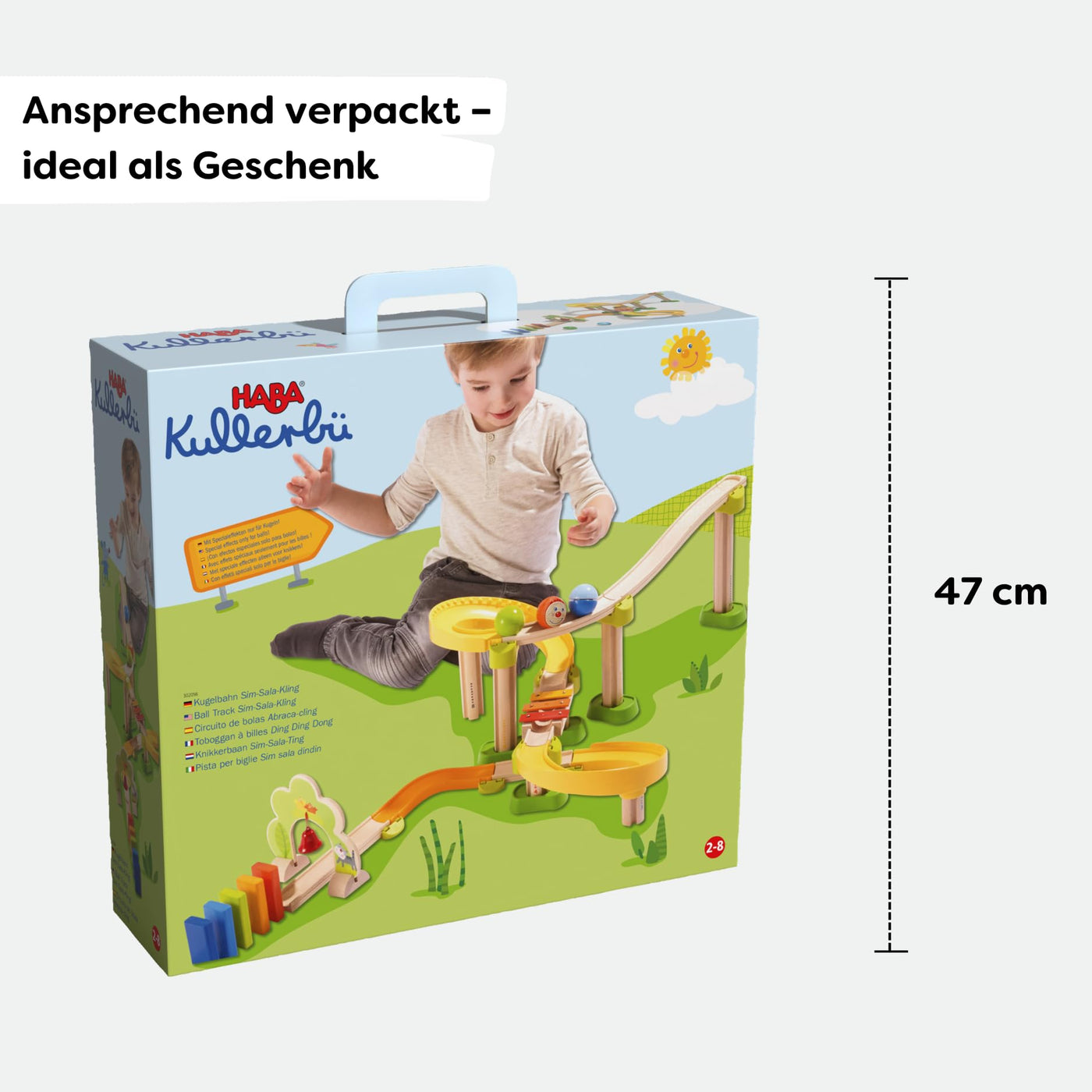 HABA Kullerbü Kugelbahn SIM-Sala-Kling – Holz-Murmelbahn mit Sound-Elementen – Erweiterbares Kugelbahn-System für Kinder ab 2 Jahren – 1302056001