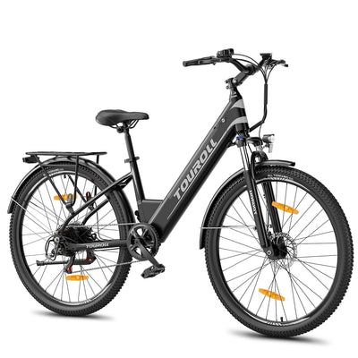 Touroll 27,5 Zoll E Bike, Elektrofahrrad E-Bike Herren Damen mit 36V 15.6Ah 561.6Wh Akku, Bis zu 100KM, 250W Motor, E-Fahrrad mit 7-Gang-Getriebe, Pedelec Citybike EBike für Trekking J1 ST