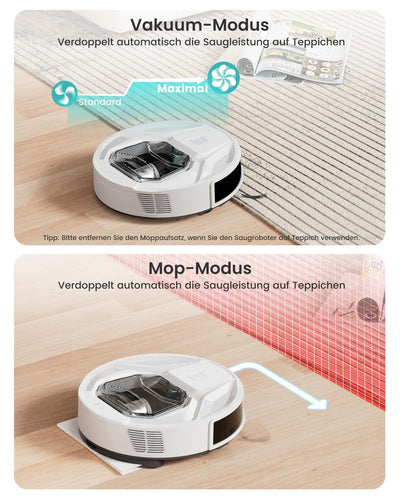 LEFANT M320 Saugroboter, 6.000Pa Staubsauger Roboter mit Präzise-Entfernungs-Navigation, Sichtbar 800ML Staubbehälter, 210Mins, WLAN/App, Ideal für Tierhaare, Teppiche