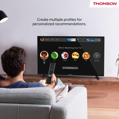 Thomson 43 Zoll (109 cm) UHD LED Smart TV mit Fire TV, Alexa Sprachsteuerung, AirPlay, Wi-Fi, Triple Tuner (Kabel/Satellit/Antenne), Bluetooth 5.0, HDMI, USB, AV IN, CI+, 43UF4S35