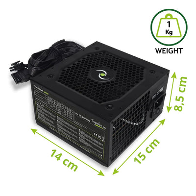 Tecnoware Power Systems - ATX-Netzteil 500, Ultrasilent 12 cm Lüfter, Überspannungsschutz, 2x SATA, 1x 24-polig, 1x 12V 4+4-polig, 2x Molex, schwarz, Größe 500 | Kompatibel mit ATX 12V v.2.01
